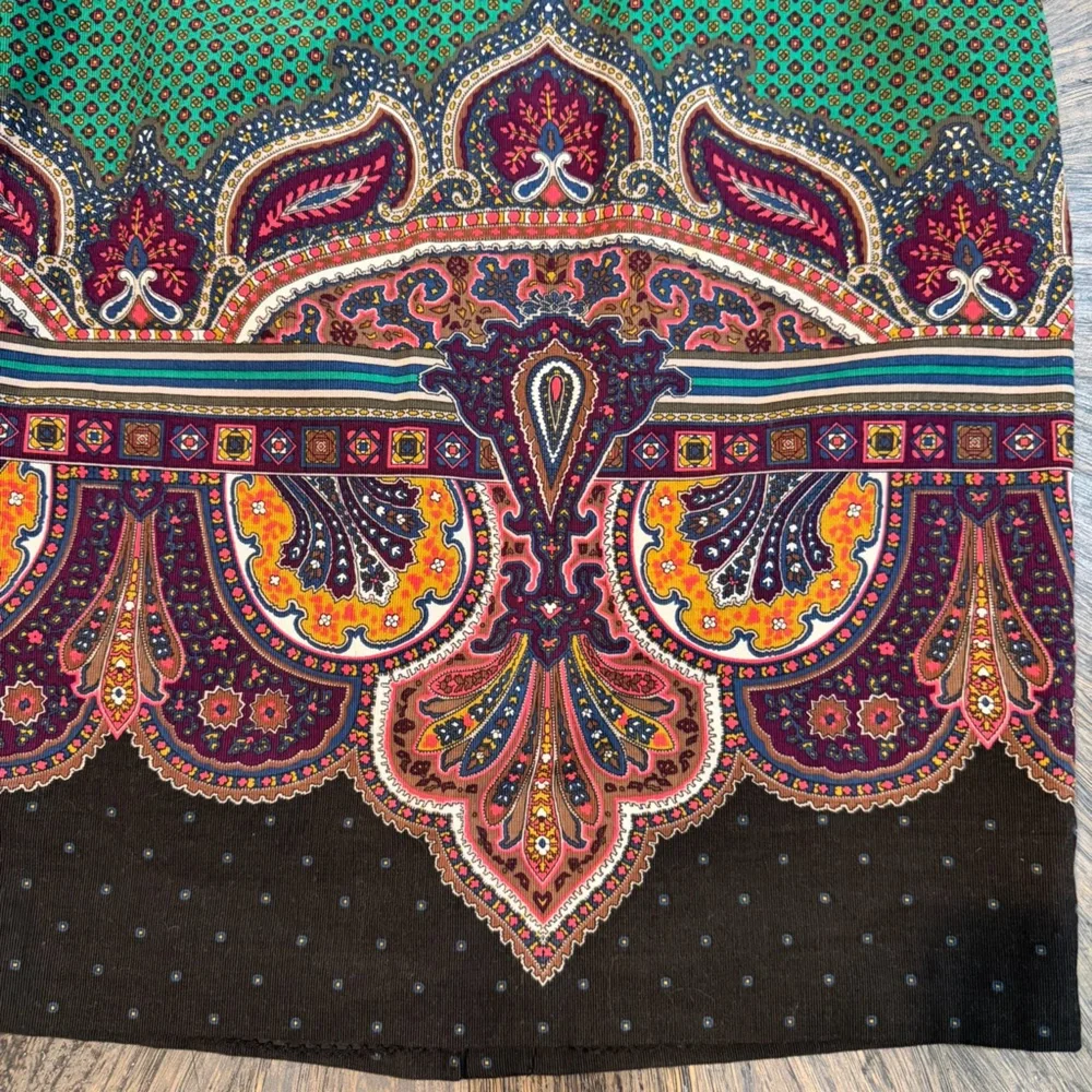 Anthropologie Edmé & Esyllte Corduroy Skirt | Lined | Boho Paisley |‎ Size 0